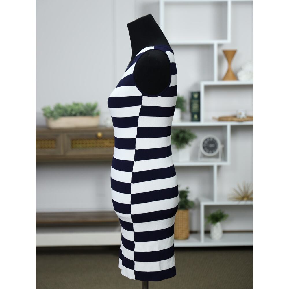 Theory Lasina Dasher Navy Ivory Nautical Stripe Knit Sheath Dress Petite Coastal - Picture 6 of 15